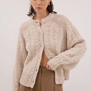 NWOT Tom Chalk Cable Knit Cardigan by DISSH, size S